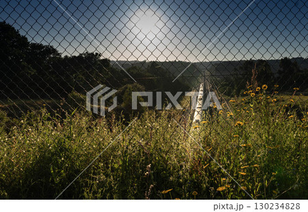 Fence and Train Track in Rural Landscape Fence and Train Track in Rural Landscape 130234828
