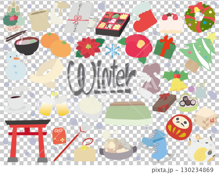 冬に使える 素材 セット 線画なし 130234869