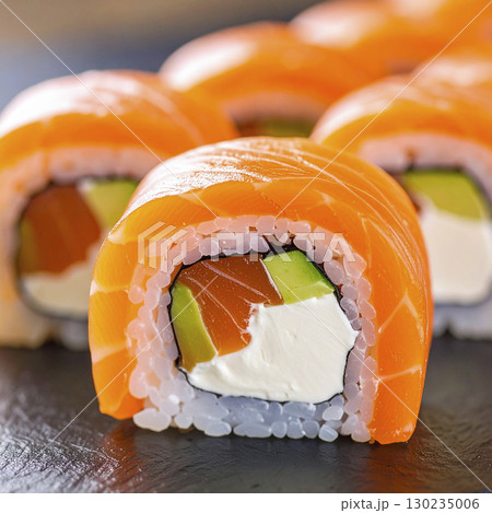 サーモンの巻き寿司  AI生成画像   130235006