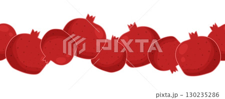 Seamless pomegranate border on white background 130235286