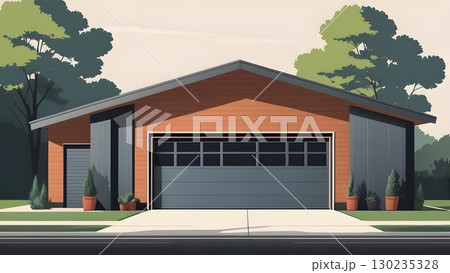 ガレージ、車庫のイラスト 130235328