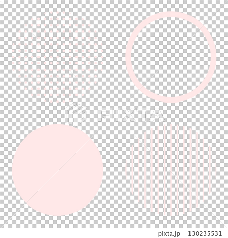 圓形幾何圖形插畫素材，淡粉紅色，簡單的圓點圖案和條紋，向量png透明 130235531