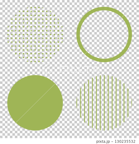 圓形幾何圖形插圖素材，黃綠色，簡單的圓點圖案和條紋，向量png透明 130235532
