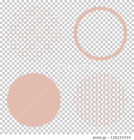 Round circle geometric shape illustration material, light brown beige, simple dots and stripes, vector png 130235534