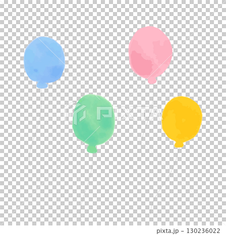 カラフルな水彩風の風船のイラスト 130236022