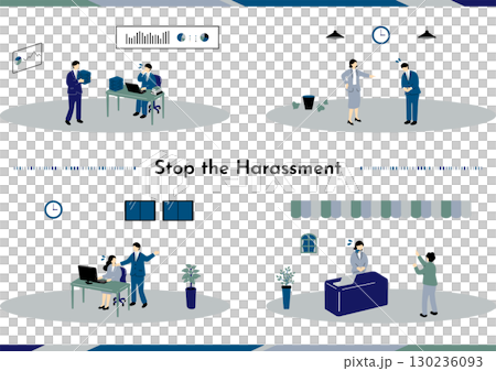 Harassment scene illustration collection Harassment scene illustration collection 130236093