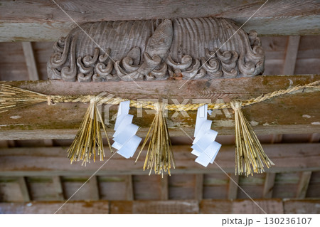 宗形神社　手水舎の彫刻　鳥取県米子市宗像 130236107