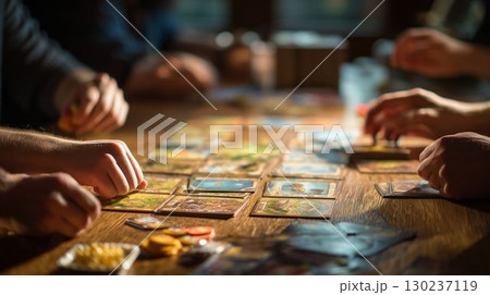 ボードゲームの手元と駒の動き 130237119