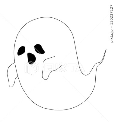 おばけの線画イラスト（ハロウィン・ぬりえ向け／透過PNG） 130237127