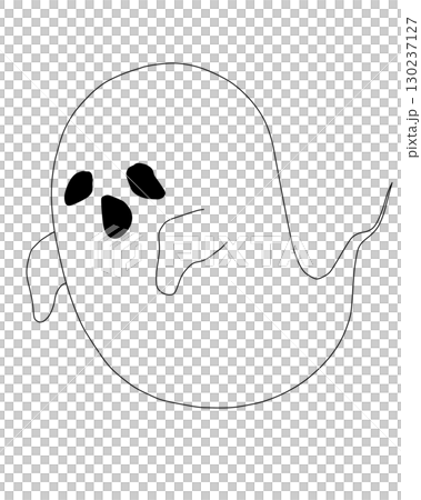 おばけの線画イラスト（ハロウィン・ぬりえ向け／透過PNG） 130237127