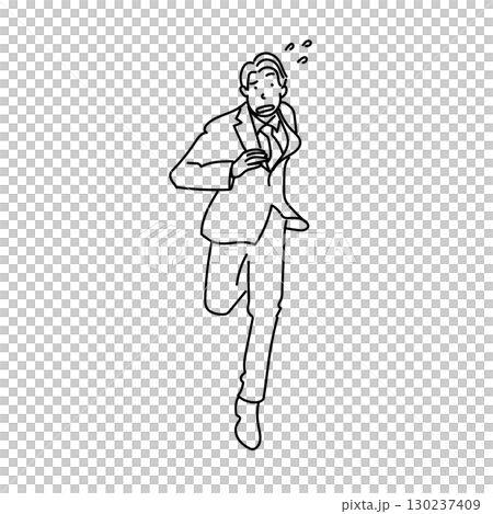 Stock Illustration: Black line drawing of a frustrated businessman running. Vector illustration Stock Illustration: Black line drawing of a frustrated businessman running. Vector illustration 130237409