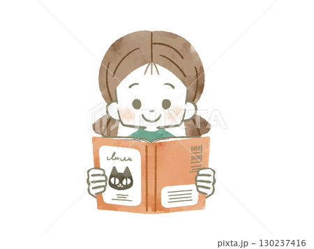本を読んでいる女の子-水彩 本を読んでいる女の子-水彩 130237416
