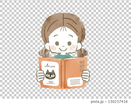 本を読んでいる女の子-水彩 本を読んでいる女の子-水彩 130237416