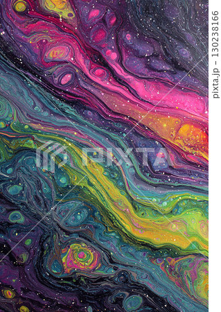 幻想的な宇宙の流体抽象アート 130238166