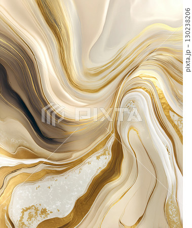 ゴールドの模様が入った白い大理石 130238206