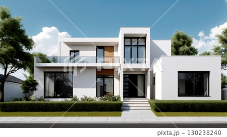 戸建住宅のイラスト、住宅外観パース 戸建住宅のイラスト、住宅外観パース 130238240