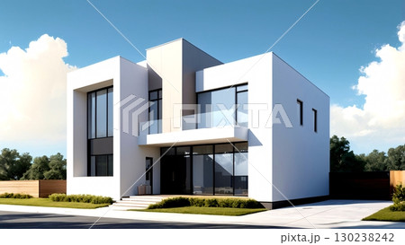 戸建住宅のイラスト、住宅外観パース 130238242