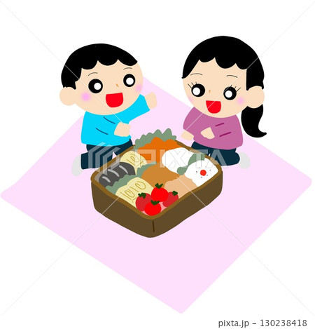 お弁当と秋のピクニック風景 130238418