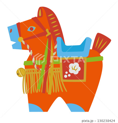 可愛い馬の民芸品　午年のイラスト 130238424