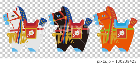 Cute Horse Folk Crafts Year of the Horse Illustration Set 130238425