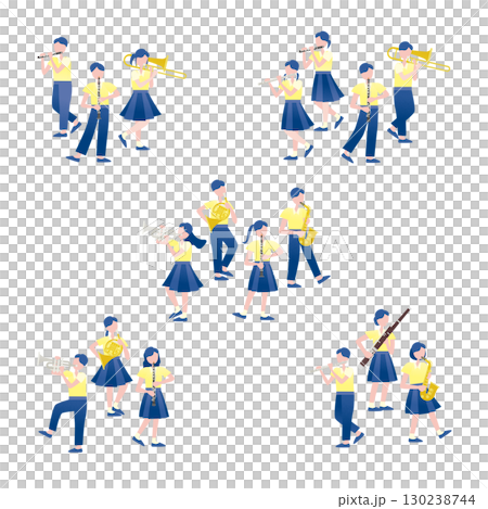 Brass band illustration set Brass band illustration set 130238744