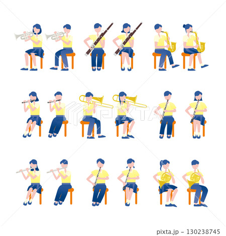 吹奏楽のイラストセット2 吹奏楽のイラストセット2 130238745