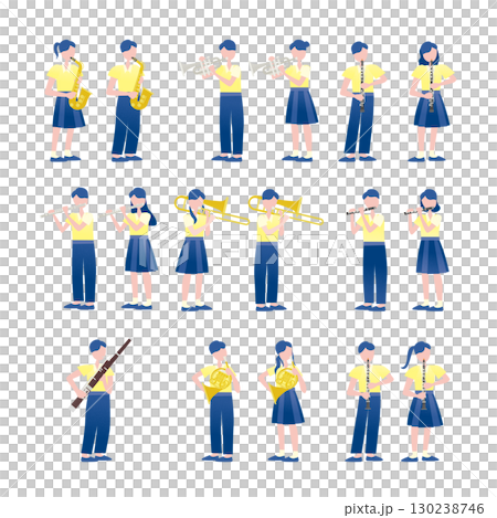 吹奏楽のイラストセット3 130238746