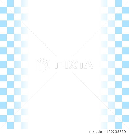 正方形の背景　左右に市松模様　水色 130238830