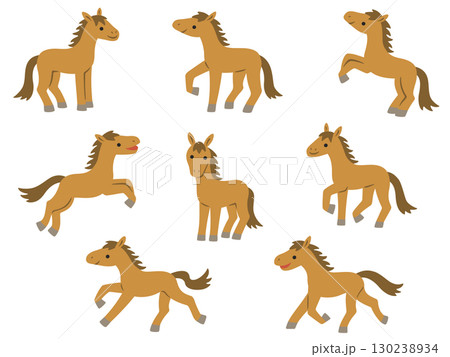 馬のイラストセット 馬のイラストセット 130238934