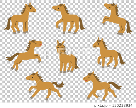 馬のイラストセット 馬のイラストセット 130238934