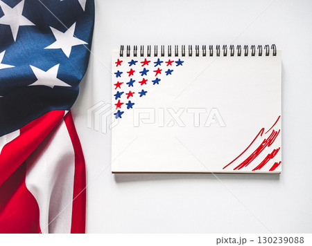 American Flag on white background. Greeting card 130239088