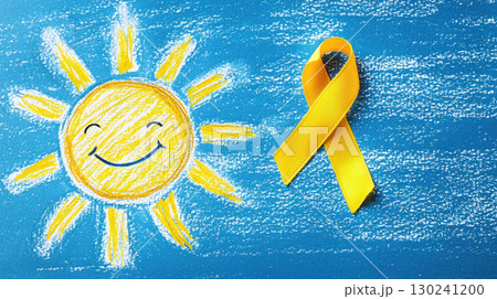 child drawing of sun and yellow ribbon...のイラスト素材 [130241200] - PIXTA