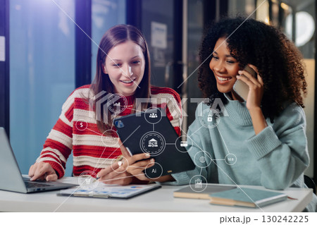 Business team present. professional investor working new start up project. tablet laptop computer with digital marketing media Business team present. professional investor working new start up project. tablet laptop computer with digital marketing media 130242225