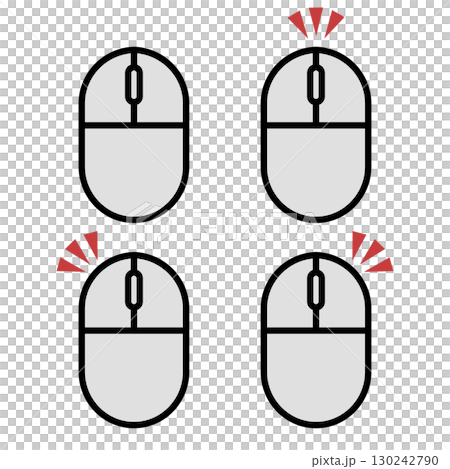 顯示單擊和滾動操作的滑鼠插圖 顯示單擊和滾動操作的滑鼠插圖 130242790