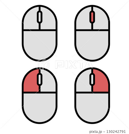 クリック・スクロールの操作を表すマウスのイラスト 130242791