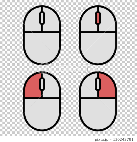クリック・スクロールの操作を表すマウスのイラスト 130242791