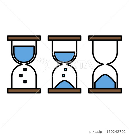 経過時間を表す砂時計のアイコンセット 130242792