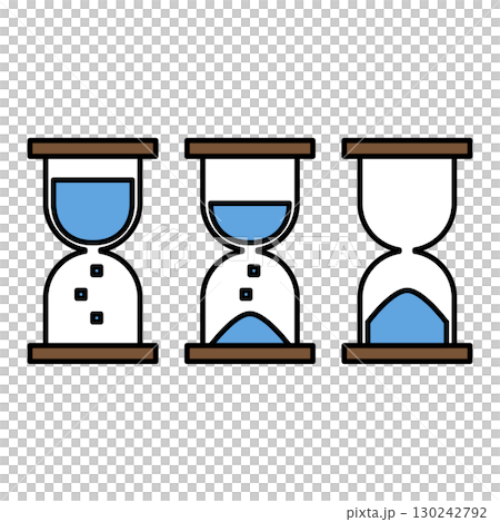 経過時間を表す砂時計のアイコンセット 130242792