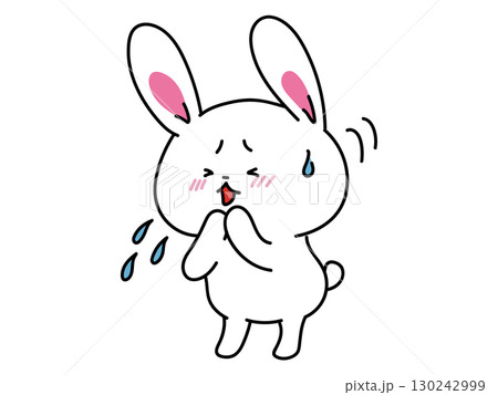 風邪かな?アレルギーかな?咳をするうさぎさん 風邪かな?アレルギーかな?咳をするうさぎさん 130242999