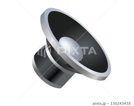 Silver and black circle sound music speaker cone displayed icon 130243438