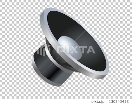 Silver and black circle sound music speaker cone displayed icon 130243438