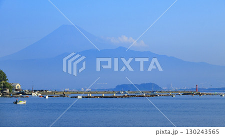 駿河湾越しに望む、富士山 130243565