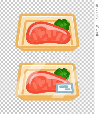 トレーに入った牛ステーキ肉 130245256