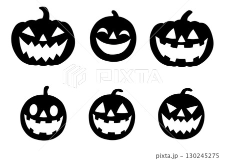 ハロウィン素材－ジャックオーランタンのシルエットのイラスト 130245275