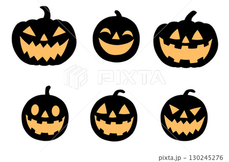ハロウィン素材-ジャックオーランタンのシルエットのイラスト ハロウィン素材-ジャックオーランタンのシルエットのイラスト 130245276