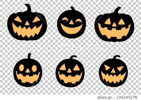 ハロウィン素材-ジャックオーランタンのシルエットのイラスト ハロウィン素材-ジャックオーランタンのシルエットのイラスト 130245276