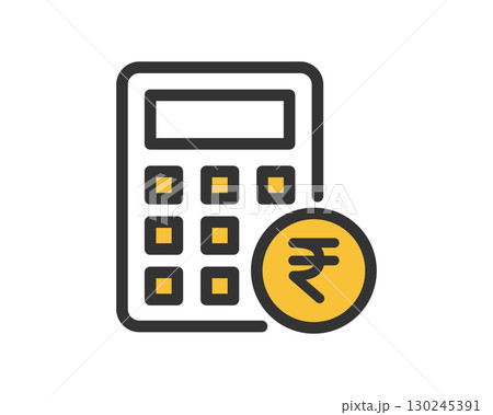 電卓とお金(ルピー)アイコン ベクター素材 電卓とお金(ルピー)アイコン ベクター素材 130245391