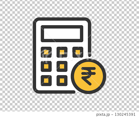 Calculator and money (rupee) icon vector material 130245391