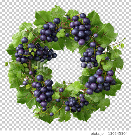 Grape and leaf wreath. AI-generated item 130245504