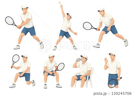 テニスイラスト7種セット 130245706